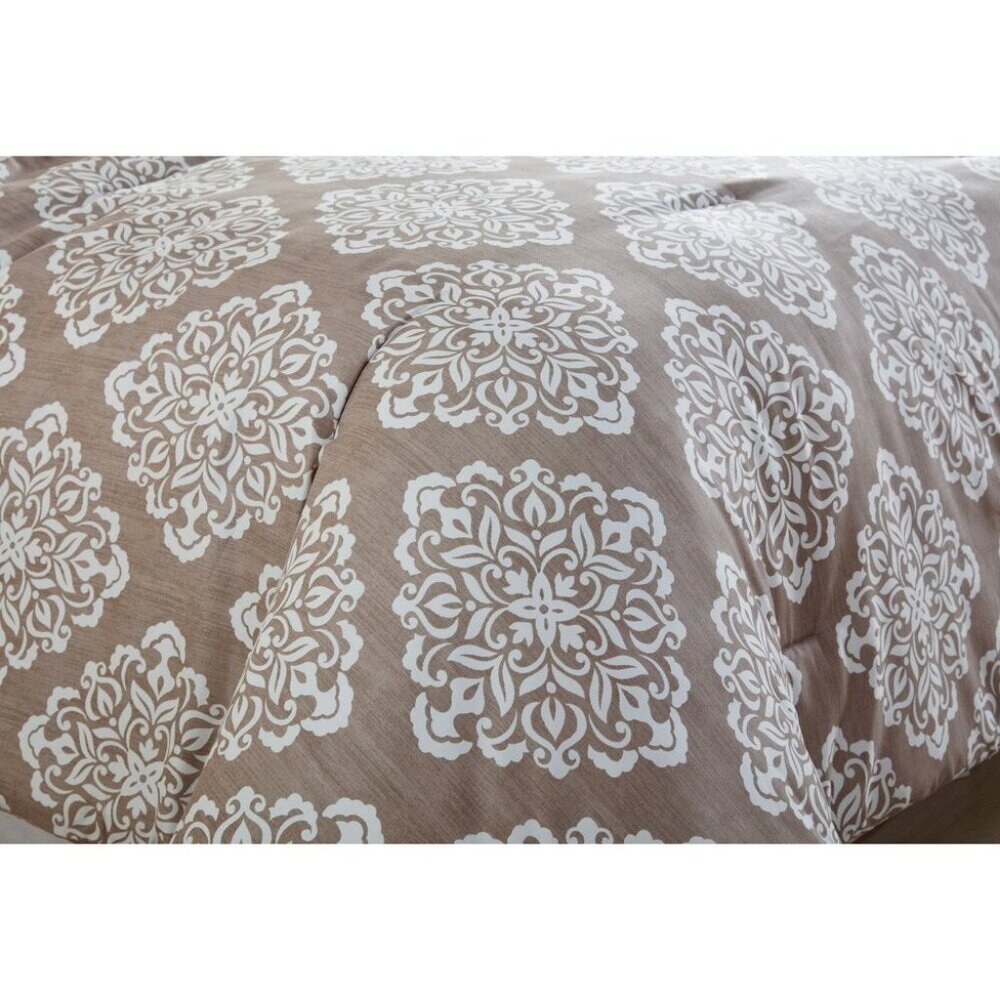 VCNY Curtains Taupe Boho Medallion in White PAIR of Panel 84" Long NEW IN PKG - Picture 2 of 2